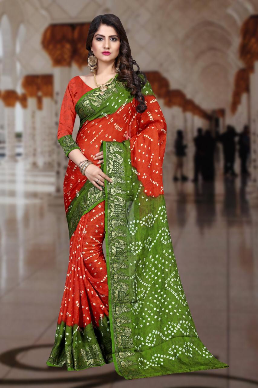 Palak Bandhej Latest Fancy Designer  Handicraft Pure Bandhej Silk Saree Collection
